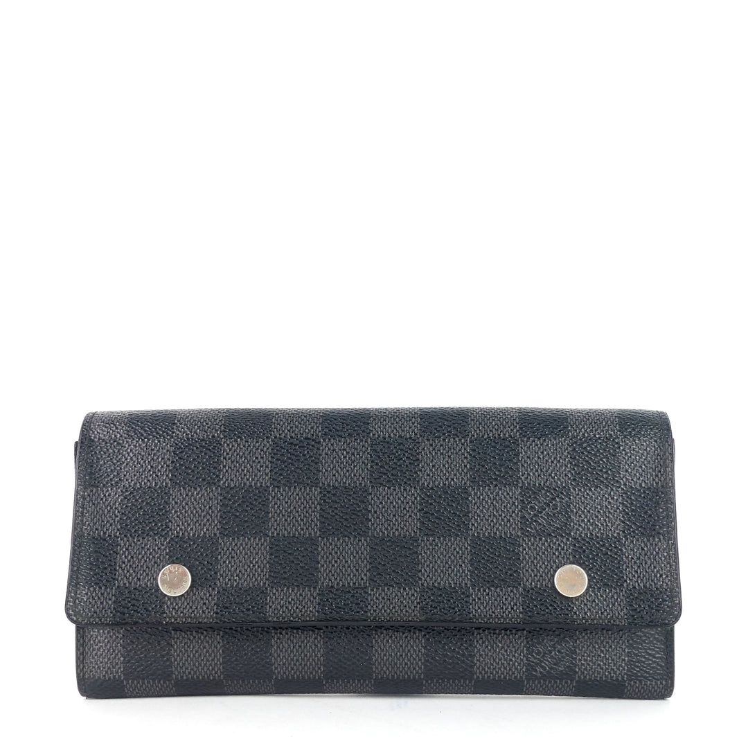 portefeuille long modulable damier graphie canvas wallet
