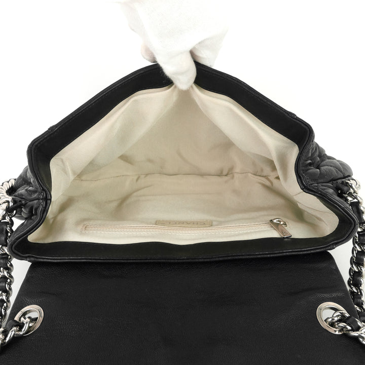 chain around large lambskin leather flap bag