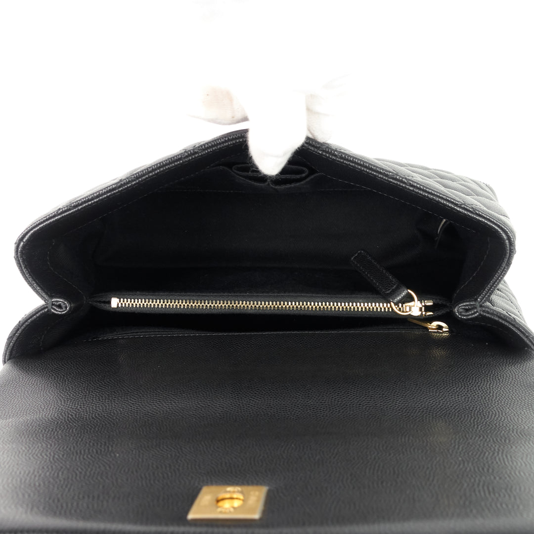 coco lizard top handle small caviar leather bag