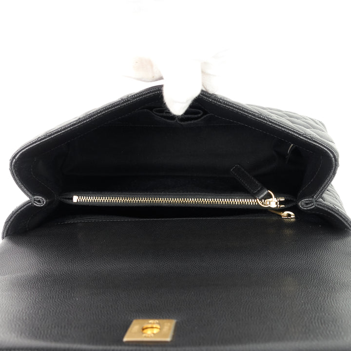 coco lizard top handle small caviar leather bag
