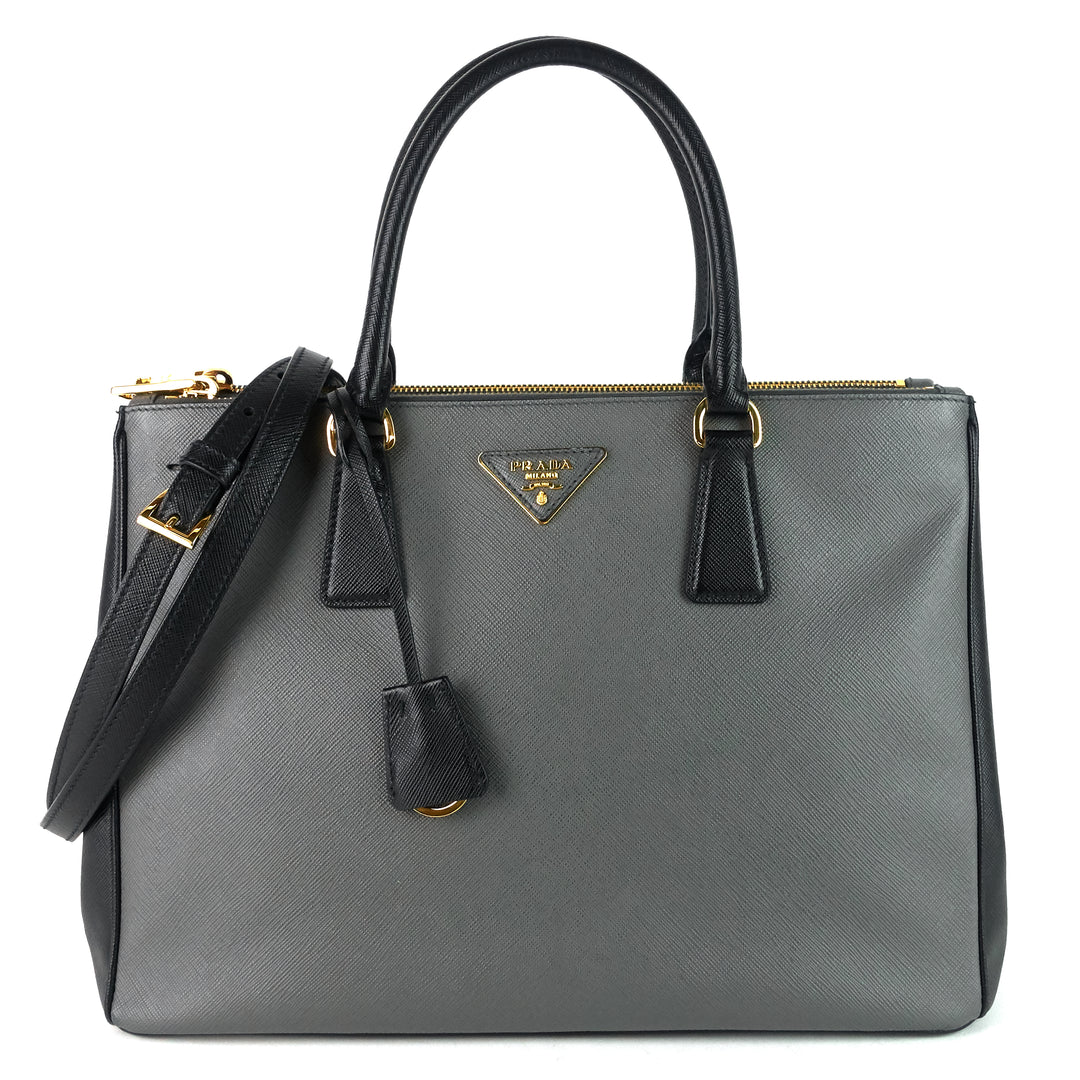 double zip lux medium saffiano leather tote bag