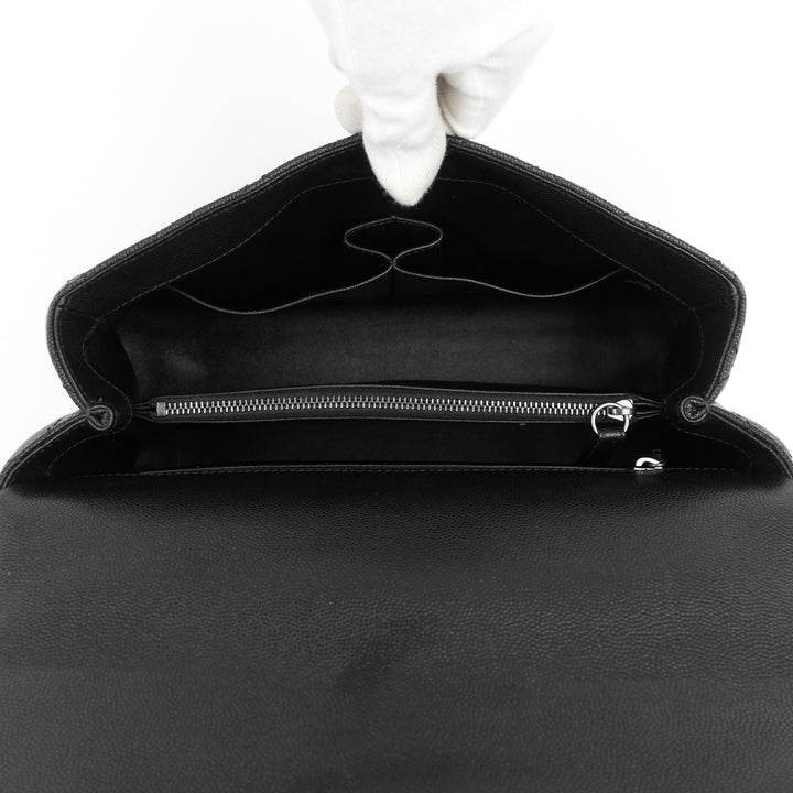 cc coco small caviar and lizard-embossed calfskin top handle bag