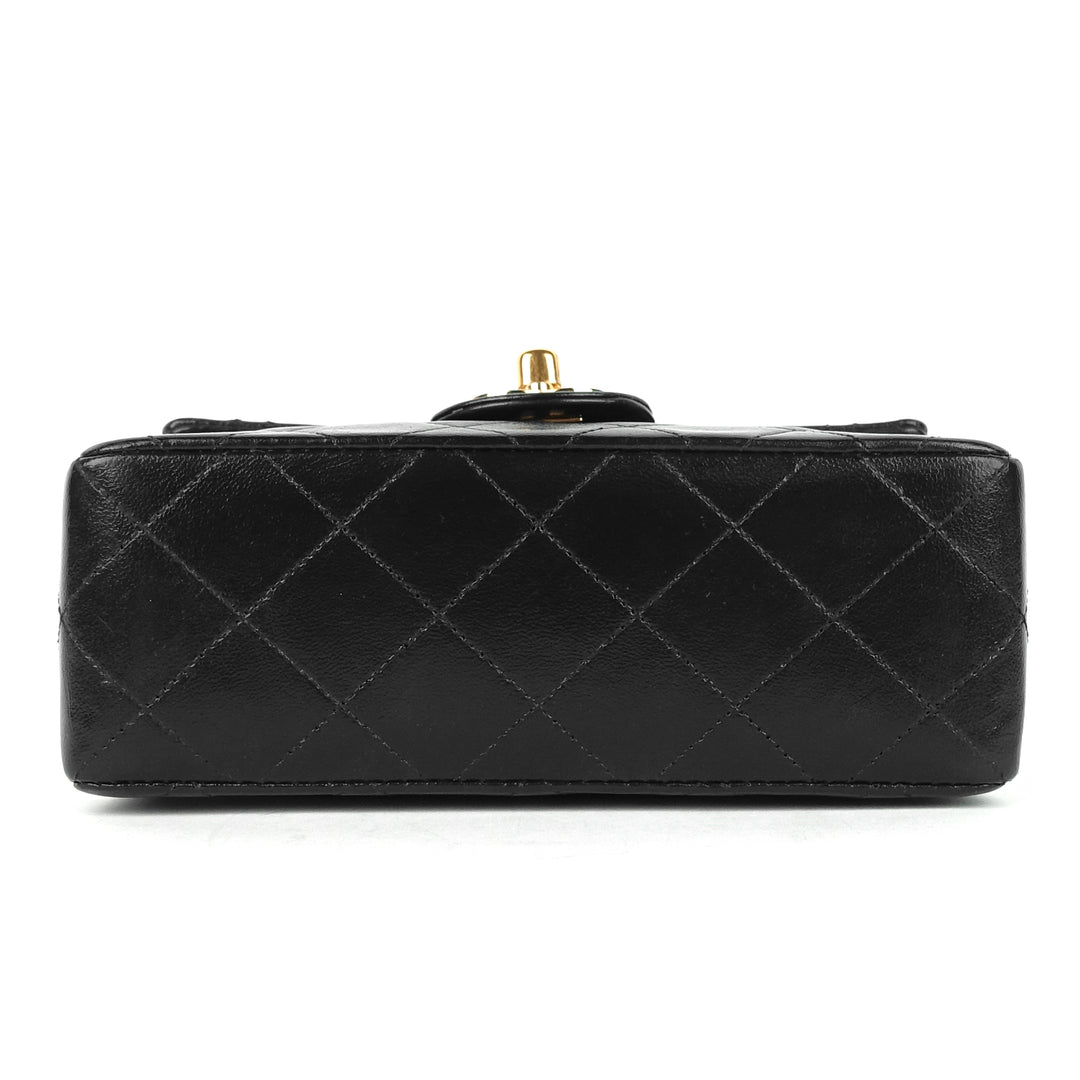 square classic flap mini lambskin leather bag