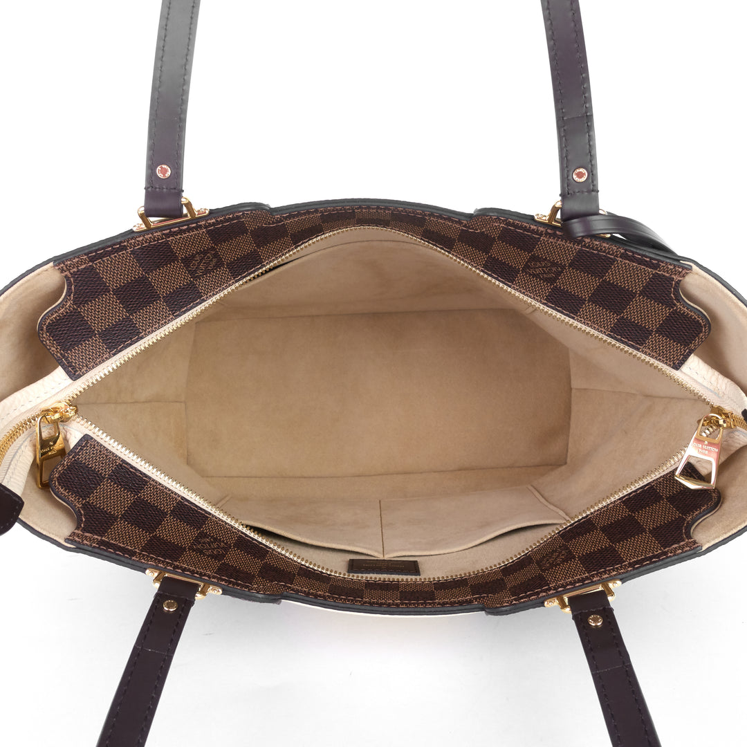 jersey damier ebene canvas and taurillon leather tote bag
