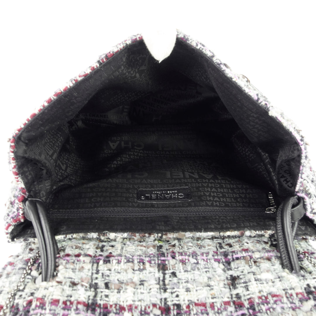 floral appliqué tweed messenger bag