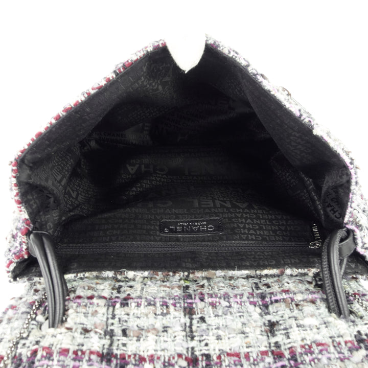 floral appliqué tweed messenger bag