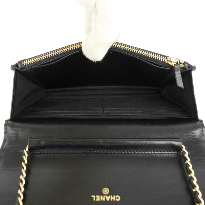 golden class double cc lambskin wallet on chain bag