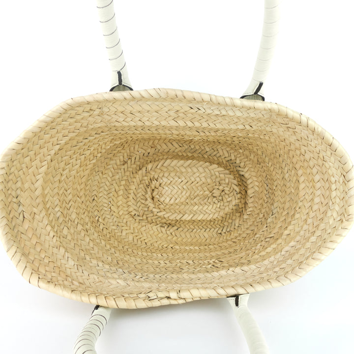 marcie raffia and calfskin basket bag