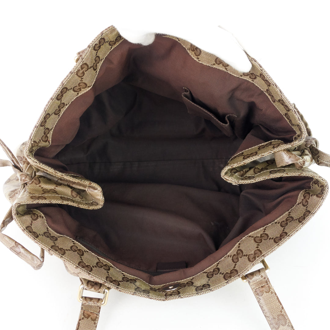 crystal monogram coated canvas web bag