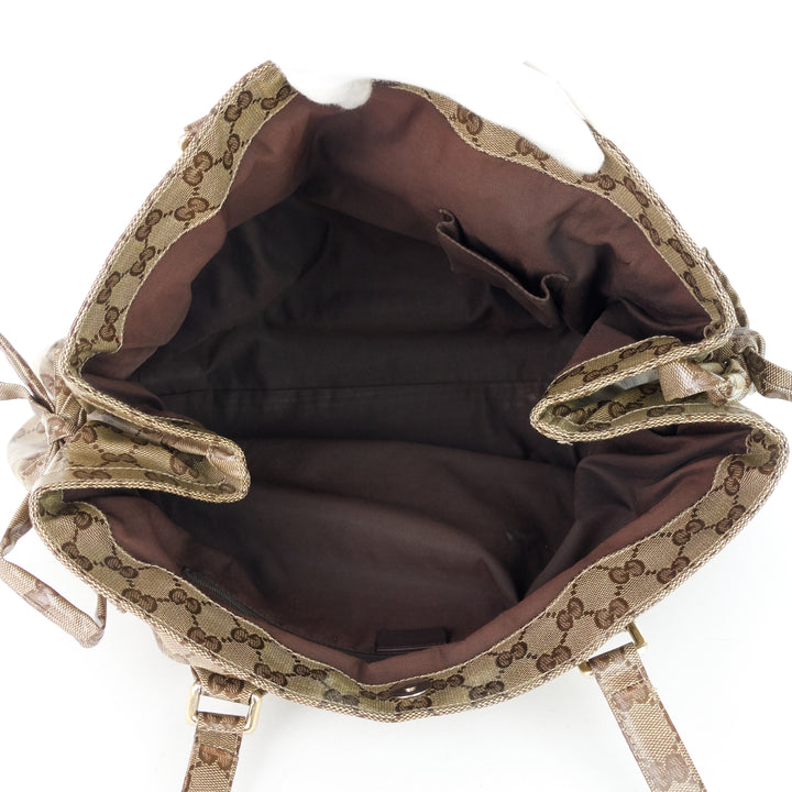 crystal monogram coated canvas web bag