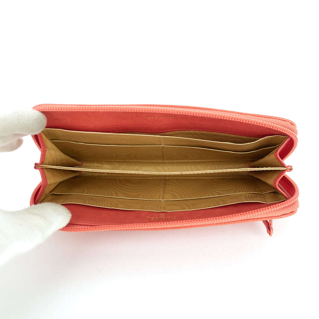 cc timeless caviar zip around wallet