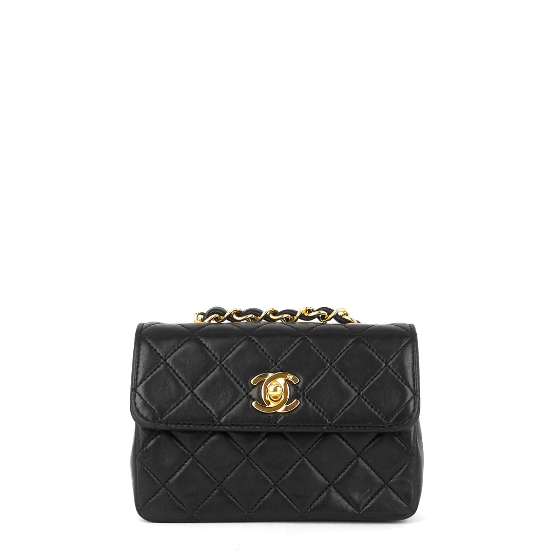 lambskin leather micro mini flap bag