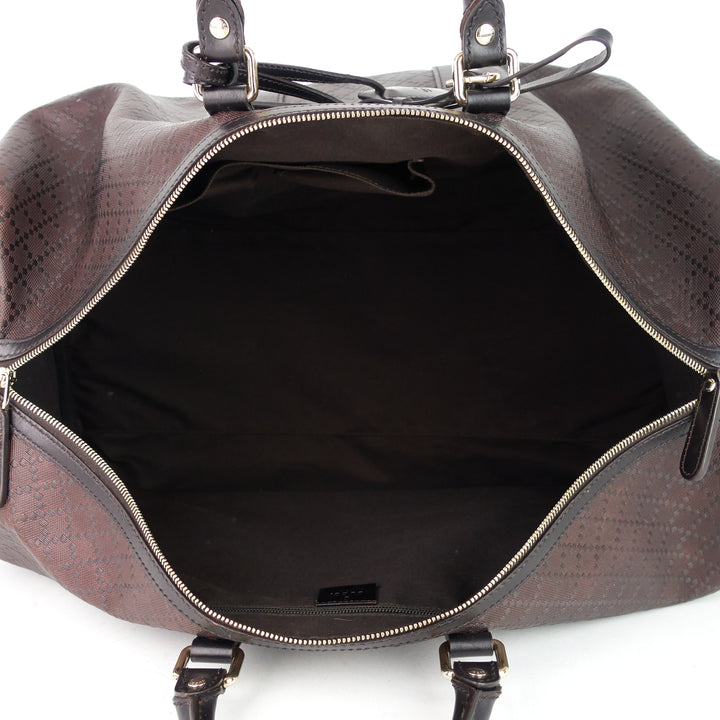 bright diamante leather carry-on duffle bag