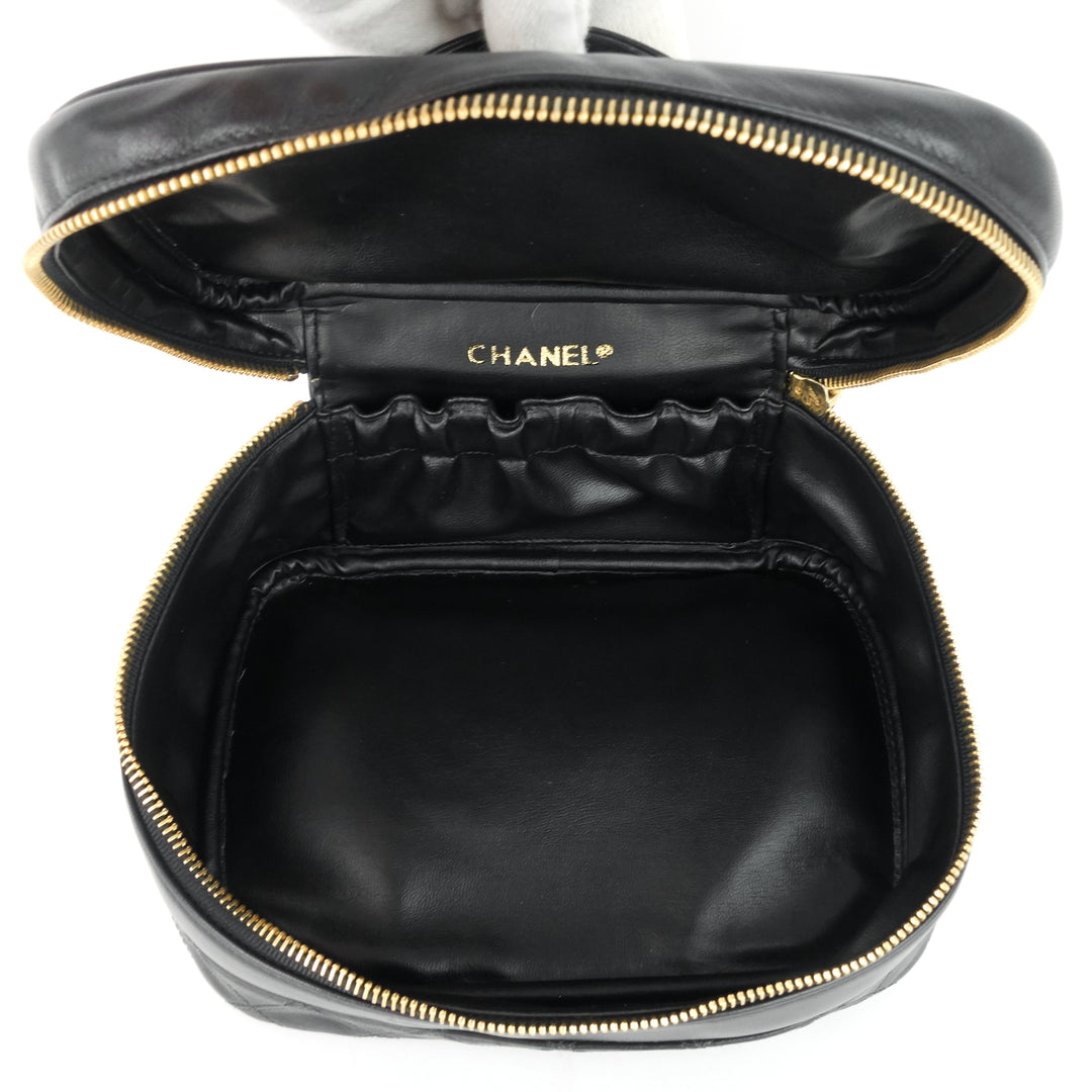 vintage lambskin leather vanity bag