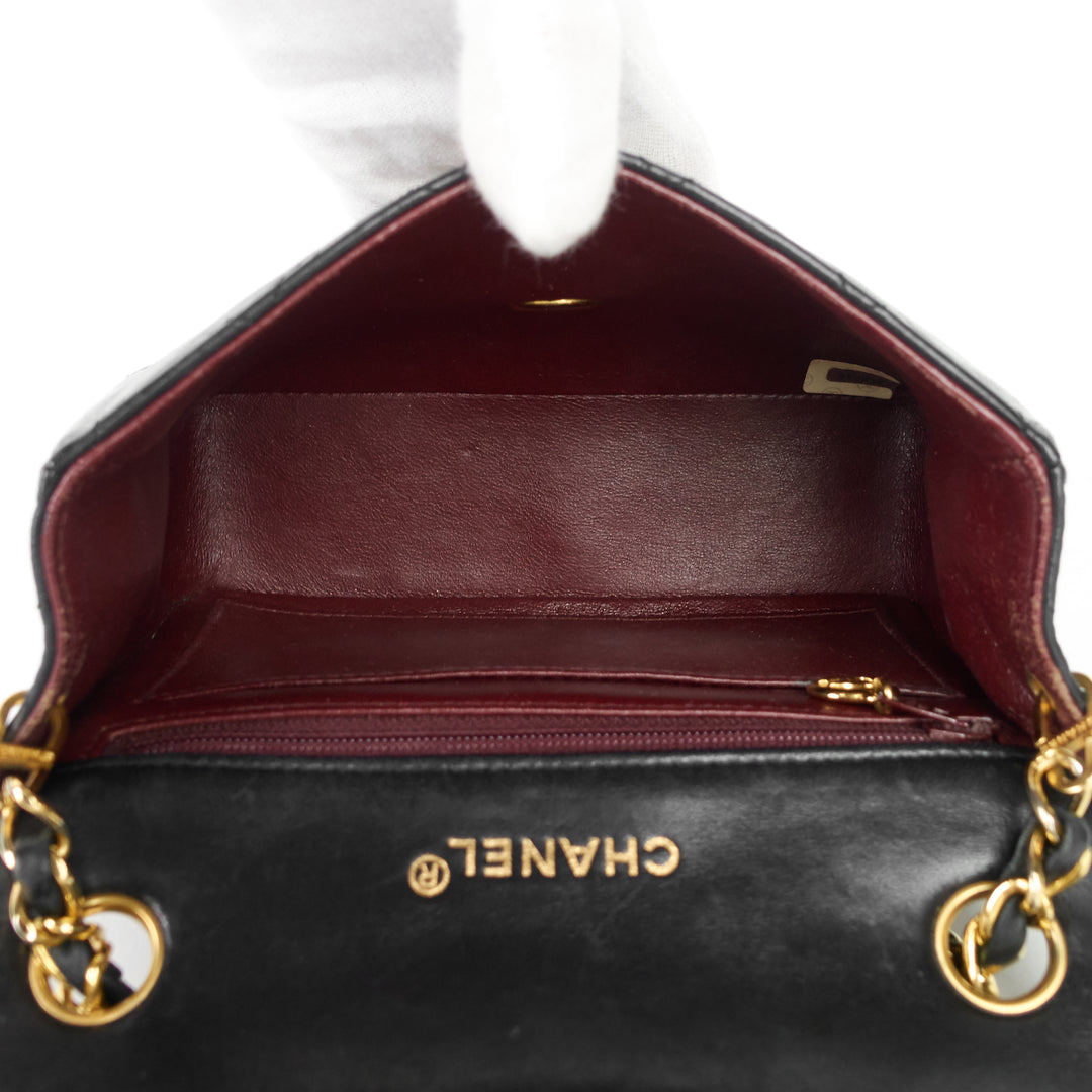 square classic flap mini lambskin leather bag