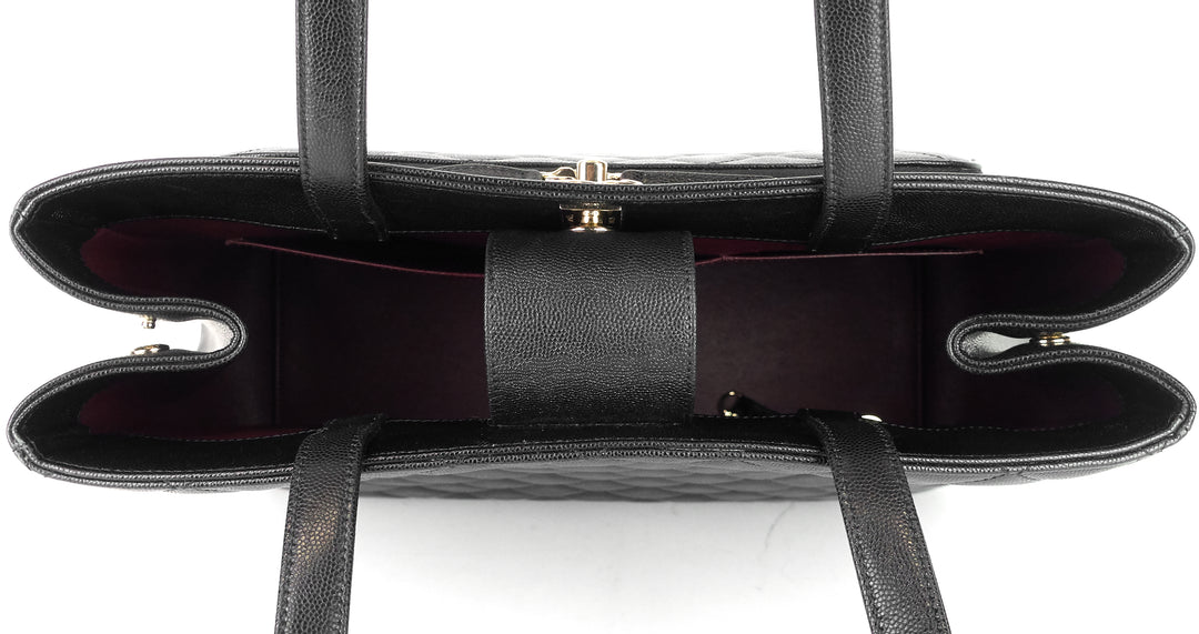 business affinity caviar leather large shopping tote bag