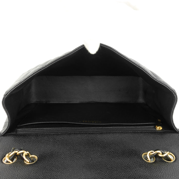 classic single flap jumbo caviar leather bag