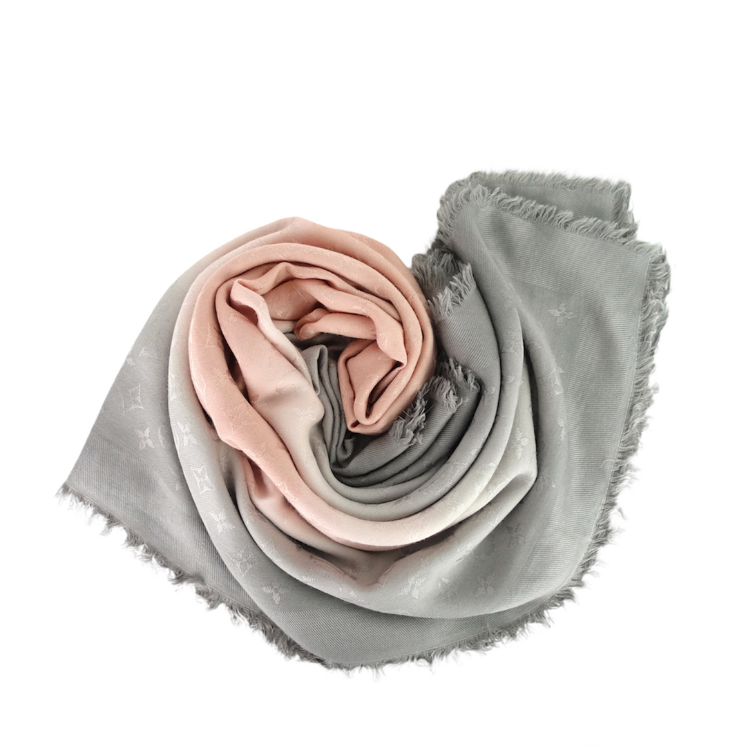 monogram blurrygram silk and wool shawl