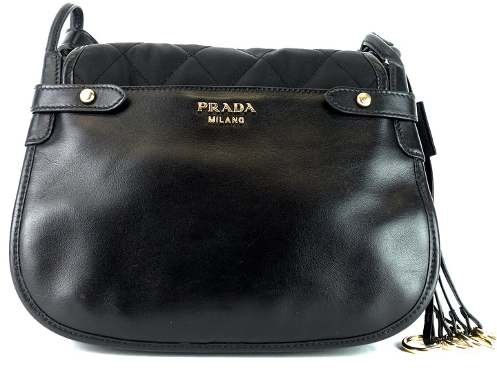 corsaire quilted nylon and calf leather bag