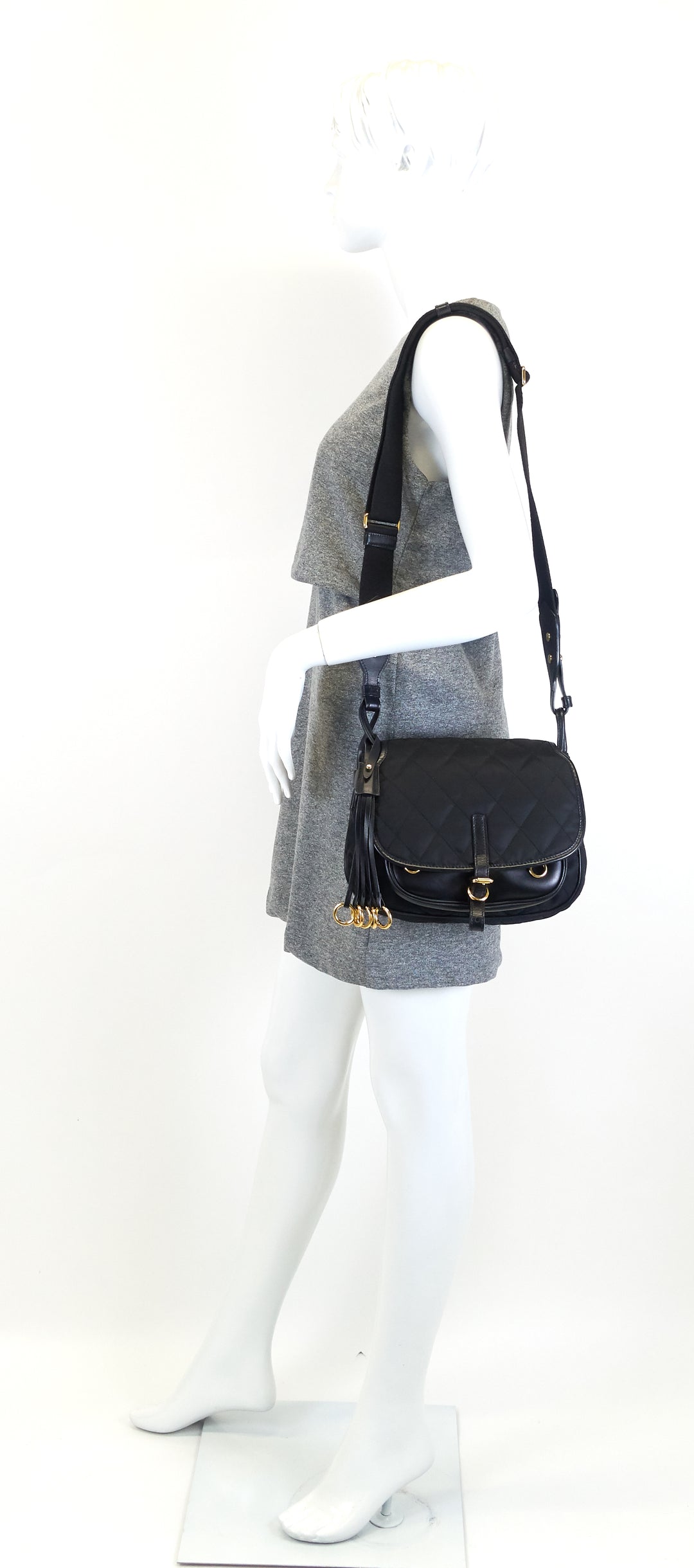 corsaire quilted nylon and calf leather bag