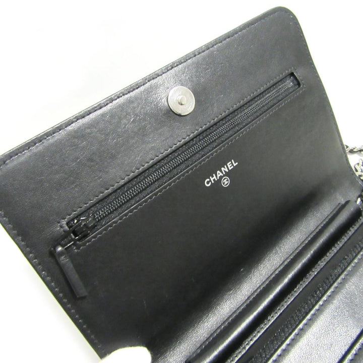 wallet on chain camellia lambskin leather bag