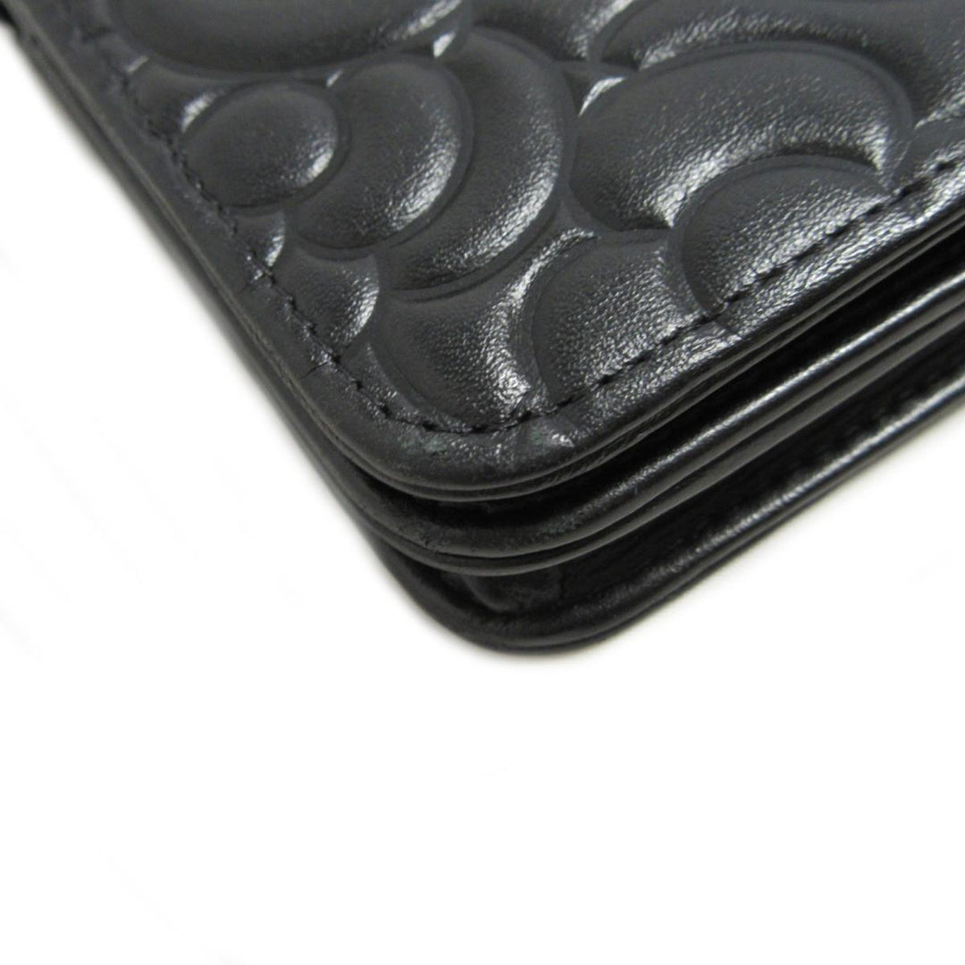 wallet on chain camellia lambskin leather bag