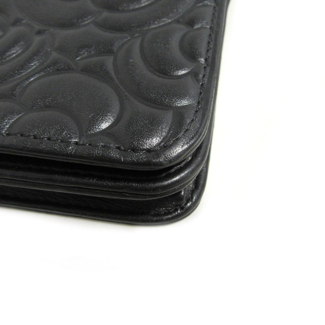 wallet on chain camellia lambskin leather bag