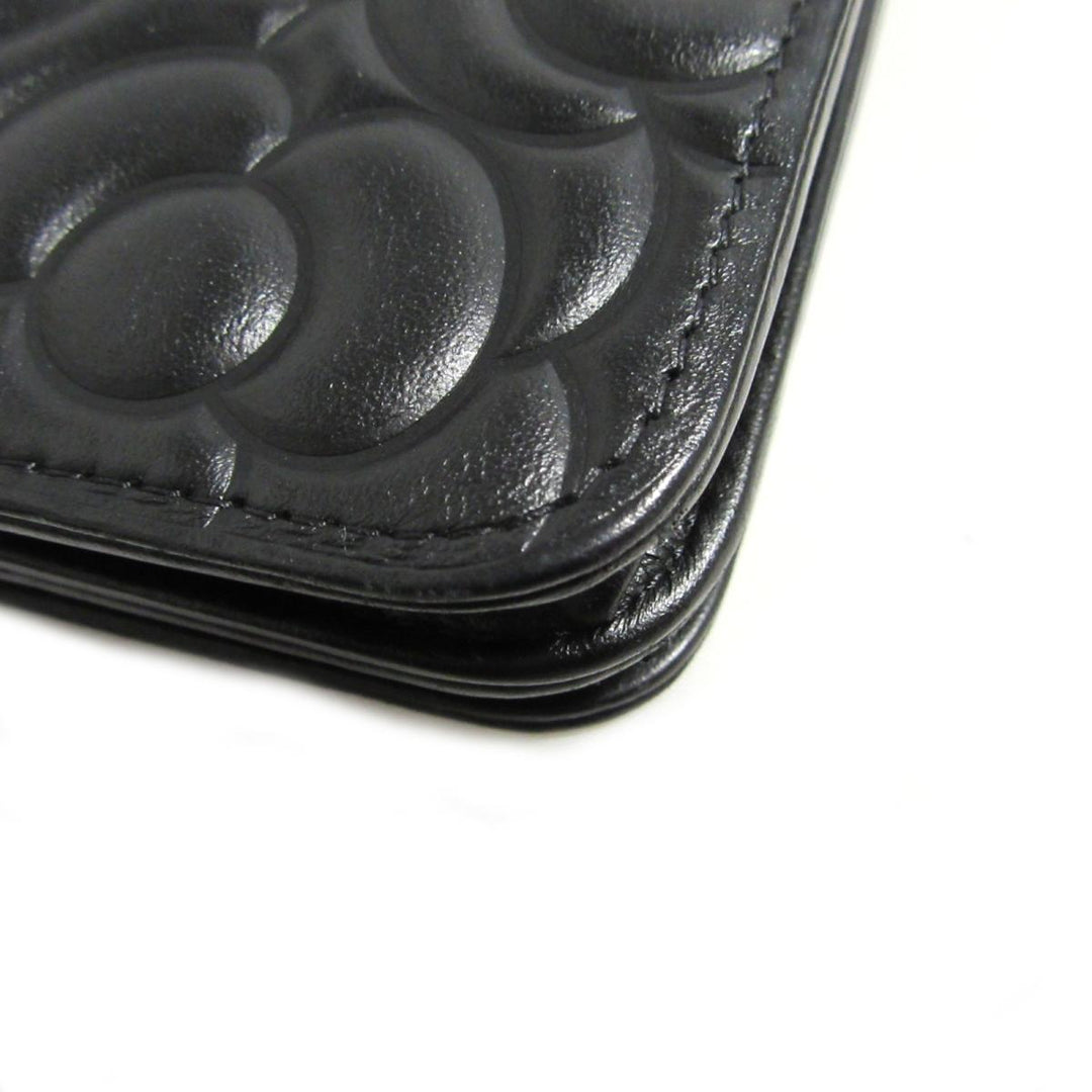 wallet on chain camellia lambskin leather bag