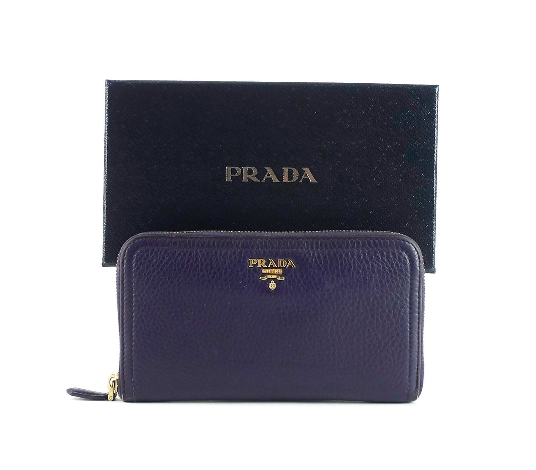 zip around pebbled leather wallet