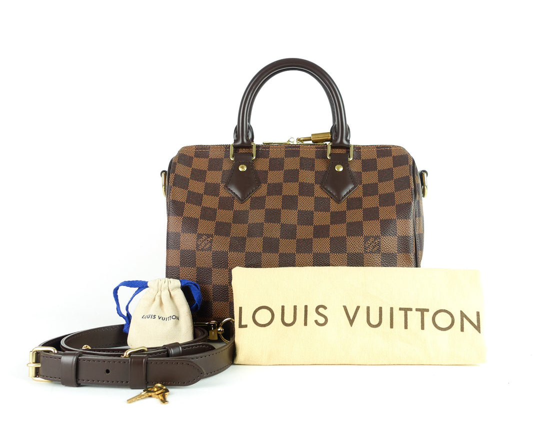 speedy 25 bandouliére damier ebène canvas handbag
