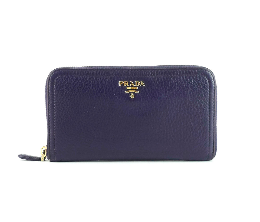 zip around pebbled leather wallet
