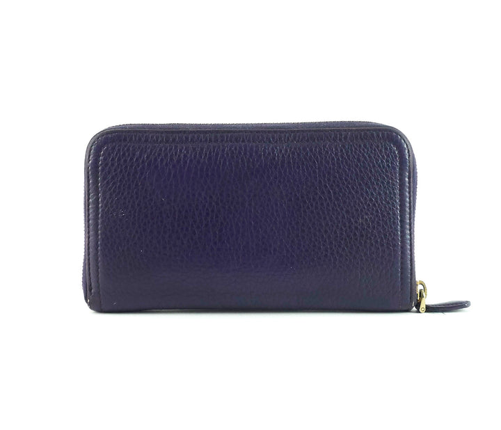 zip around pebbled leather wallet