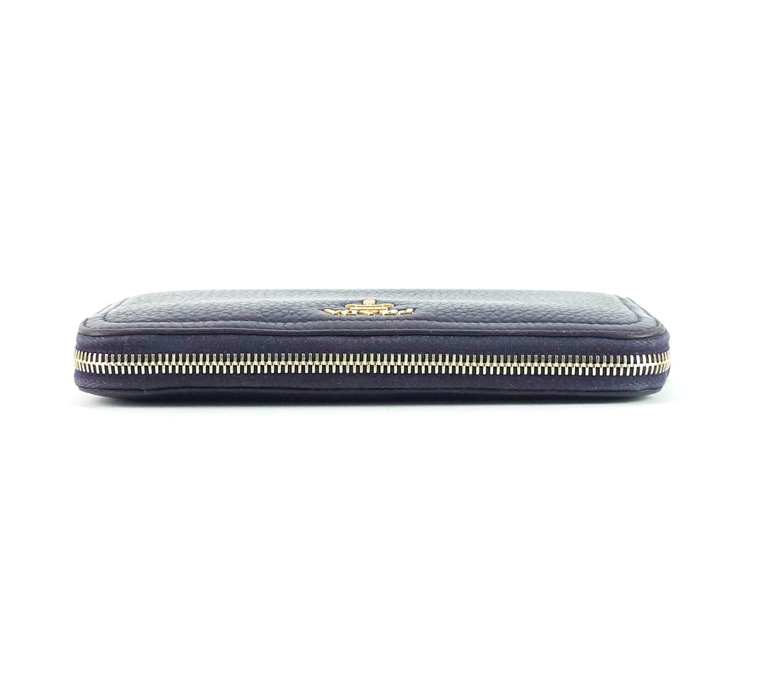 zip around pebbled leather wallet