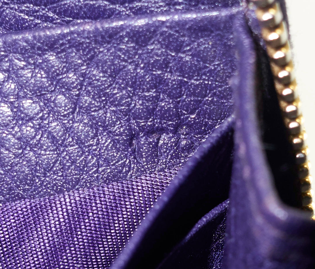 zip around pebbled leather wallet