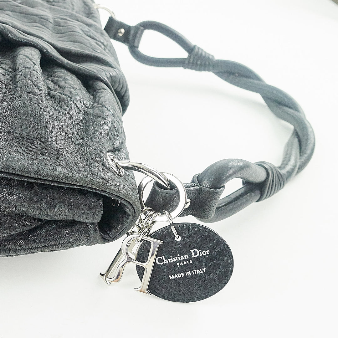 demi lune crinkled leather bag