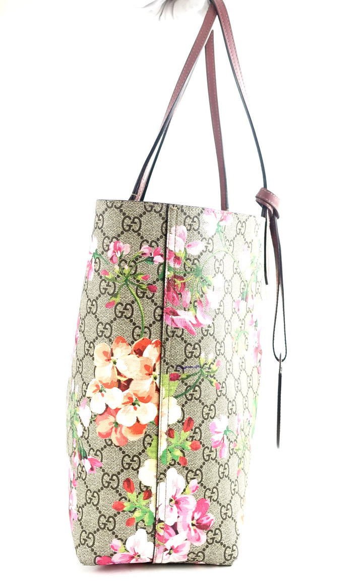 reversible blooms floral print canvas bag