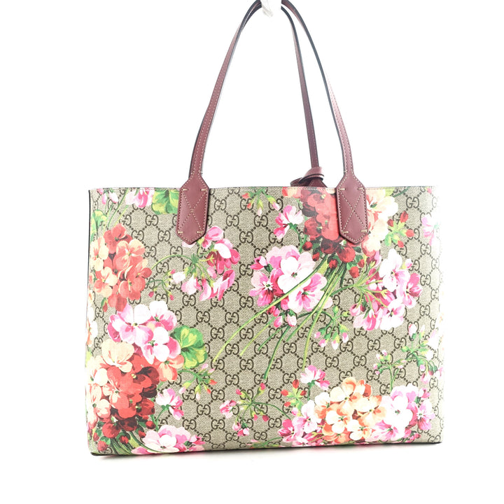 reversible blooms floral print canvas bag