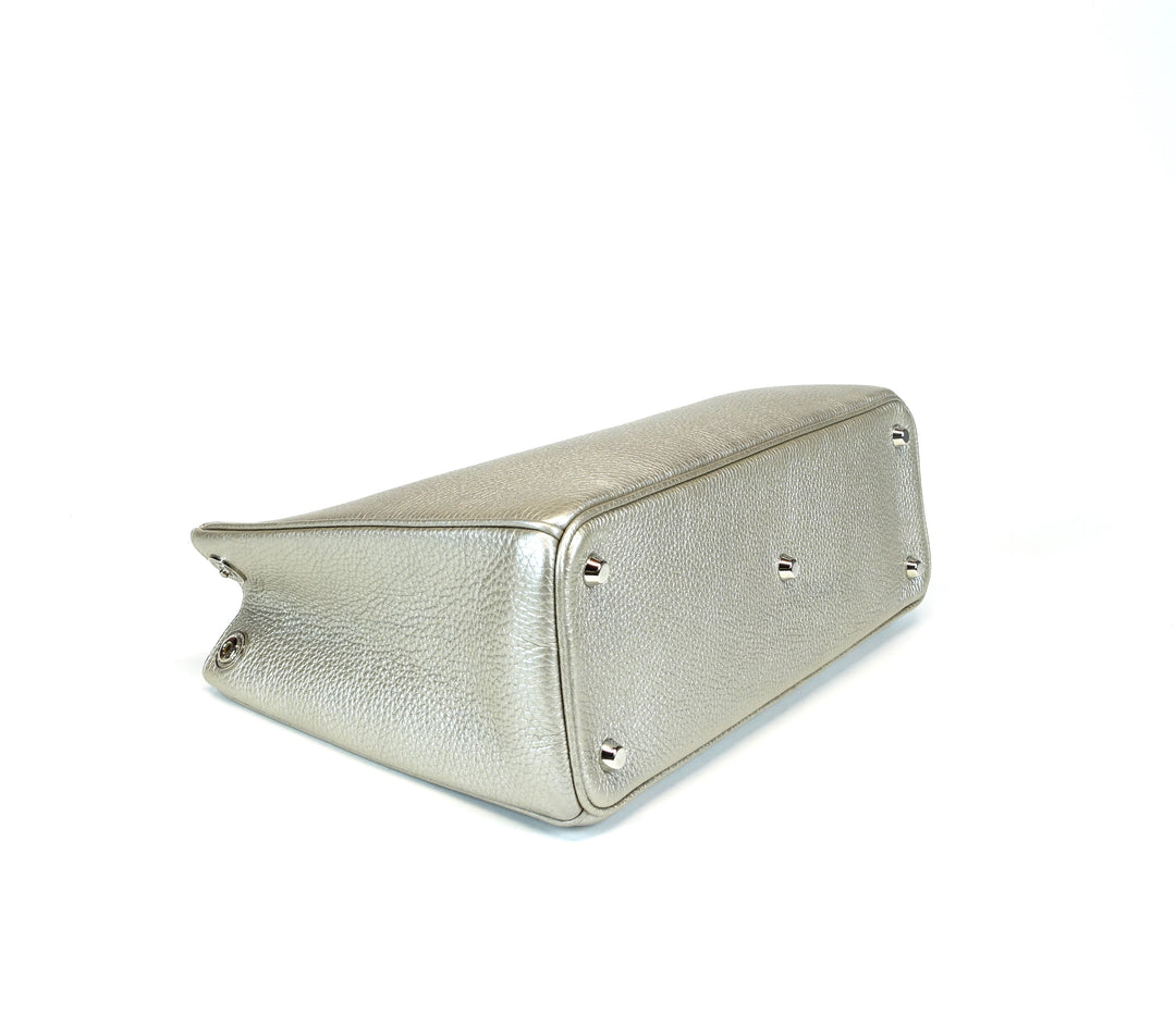 pebbled leather medium bag with zip pouch