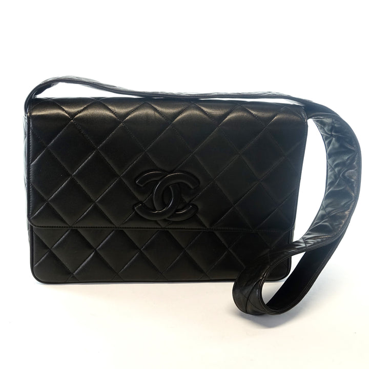 quilted lambskin leather shoulder bag