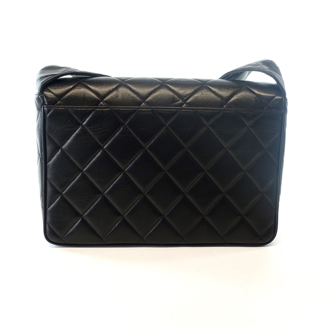 quilted lambskin leather shoulder bag