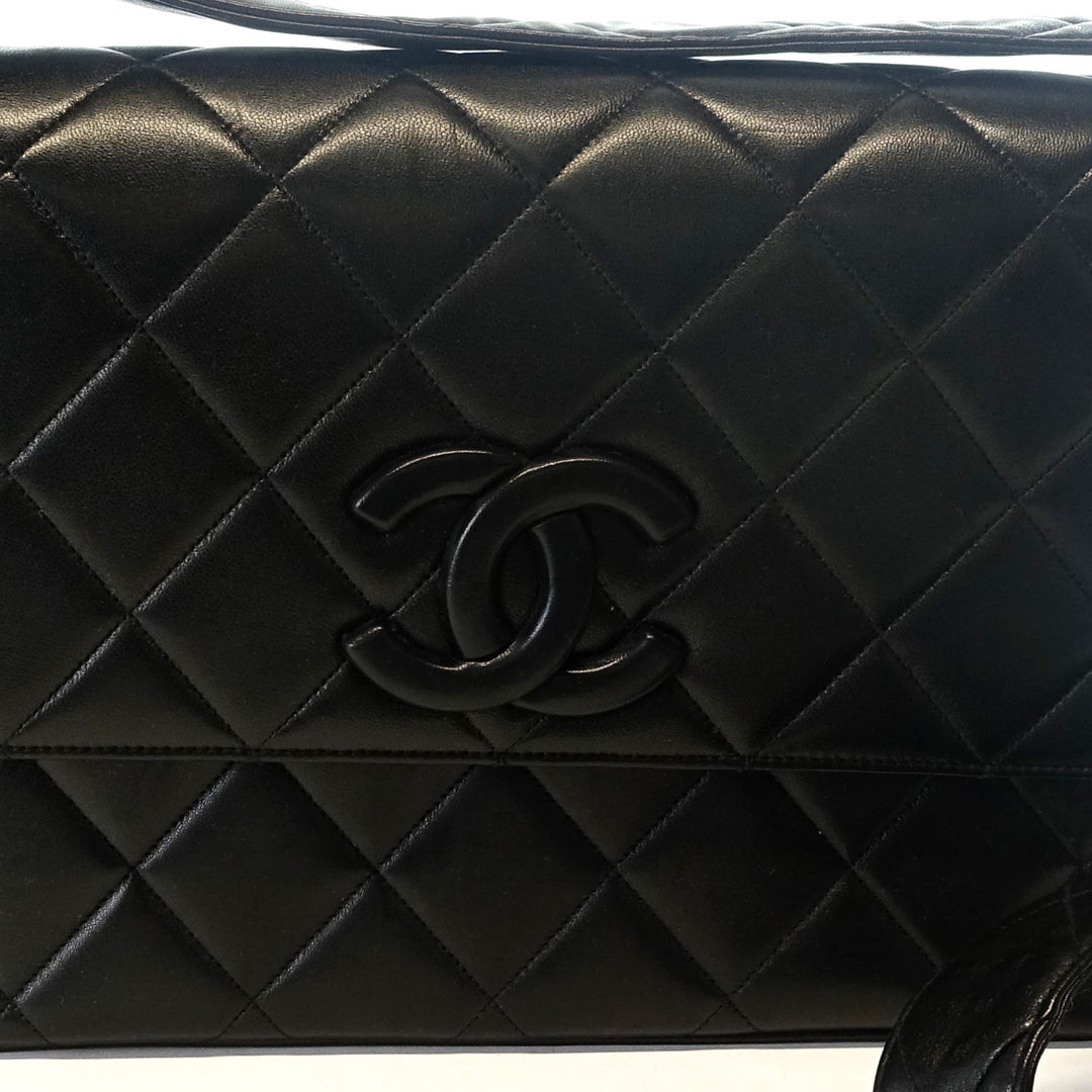 quilted lambskin leather shoulder bag