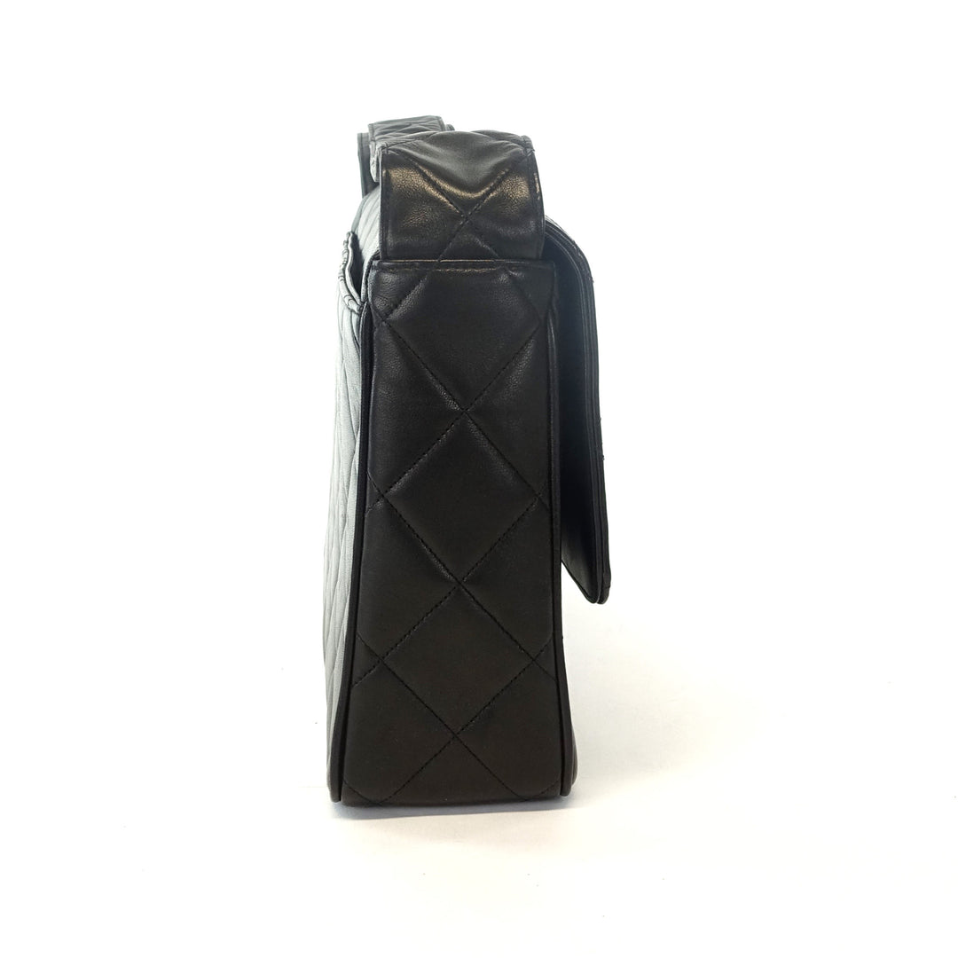 quilted lambskin leather shoulder bag