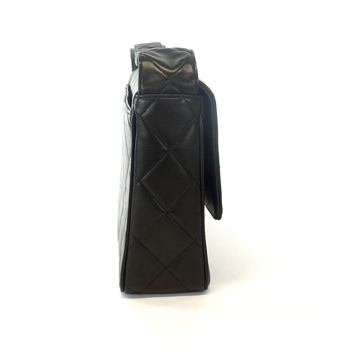 quilted lambskin leather shoulder bag
