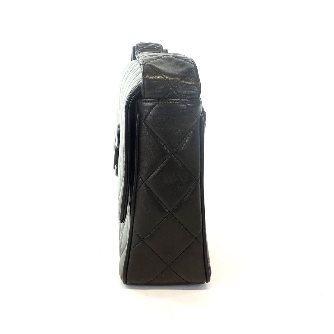 quilted lambskin leather shoulder bag