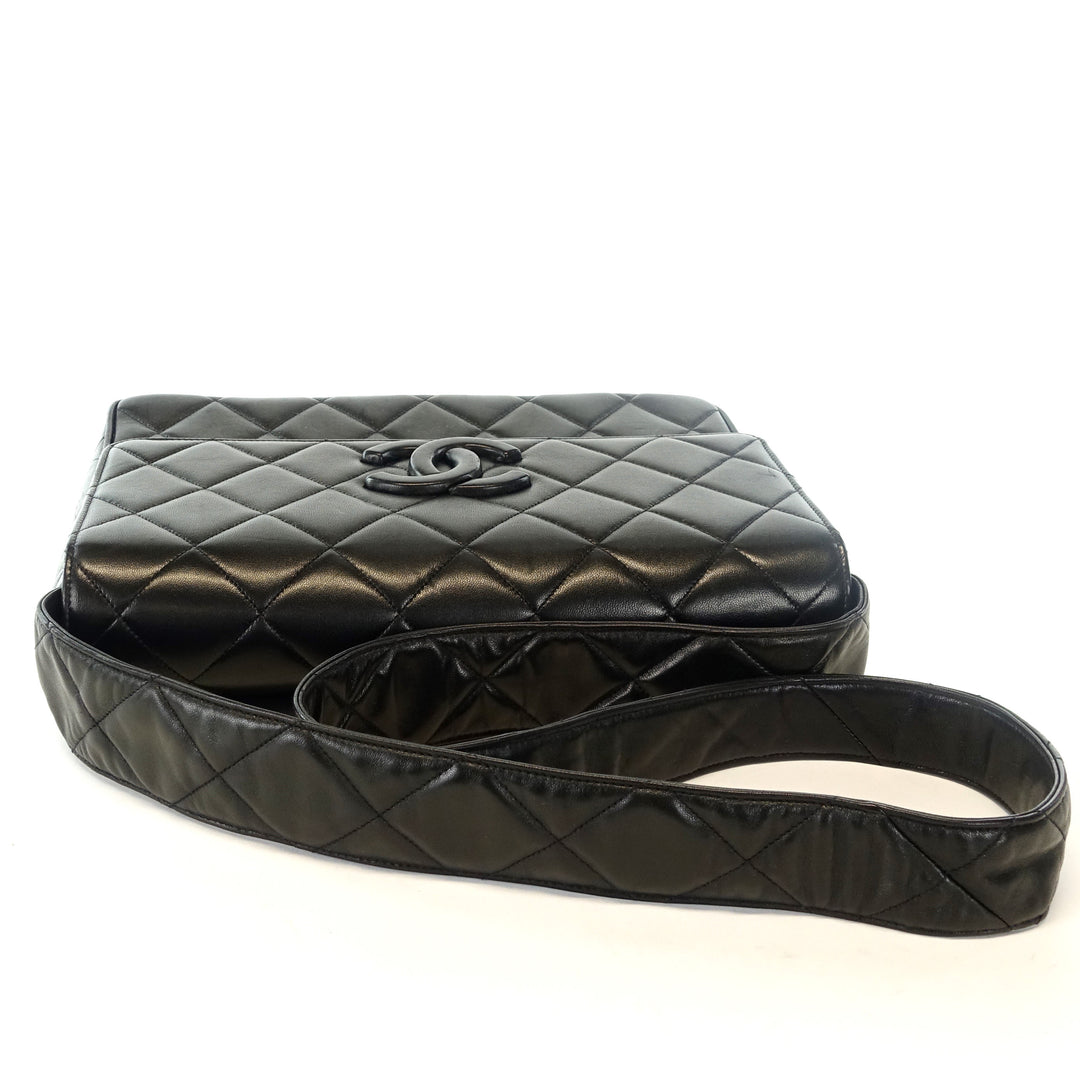 quilted lambskin leather shoulder bag