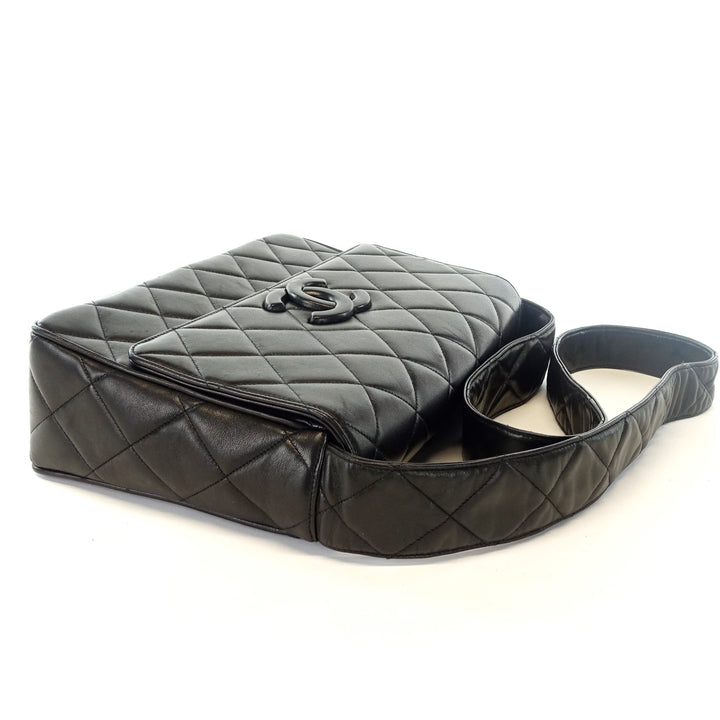 quilted lambskin leather shoulder bag