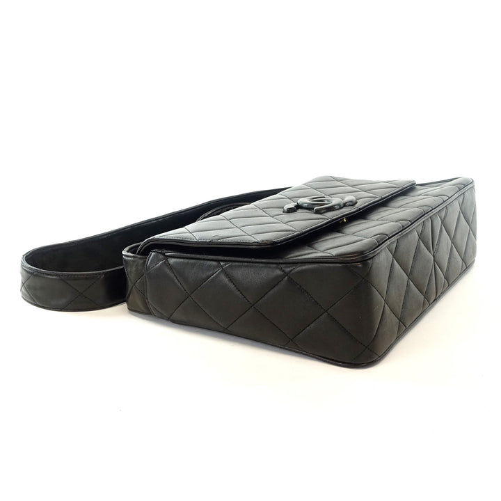 quilted lambskin leather shoulder bag