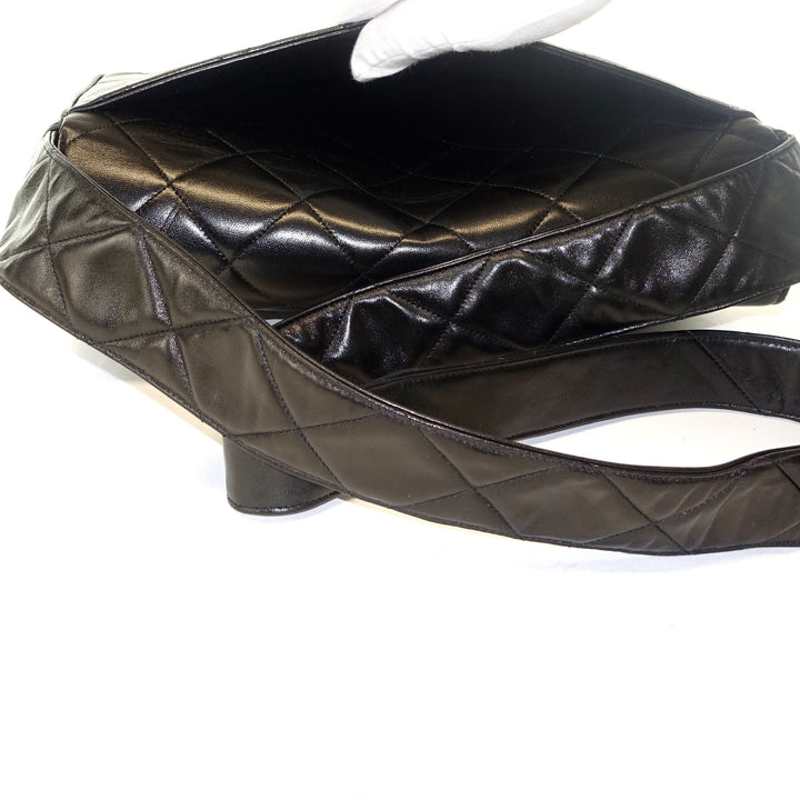 quilted lambskin leather shoulder bag