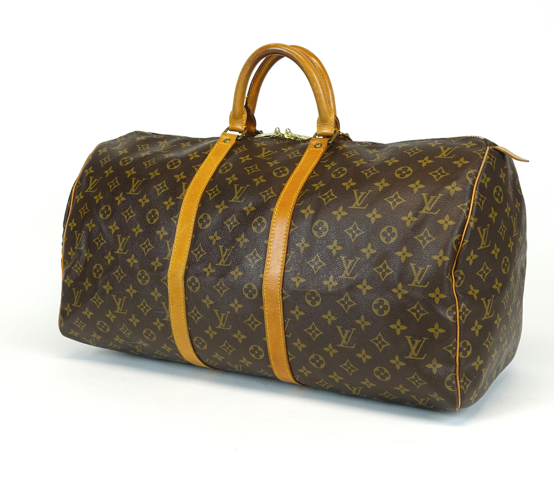 vintage keepall 55 monogram canvas travel bag