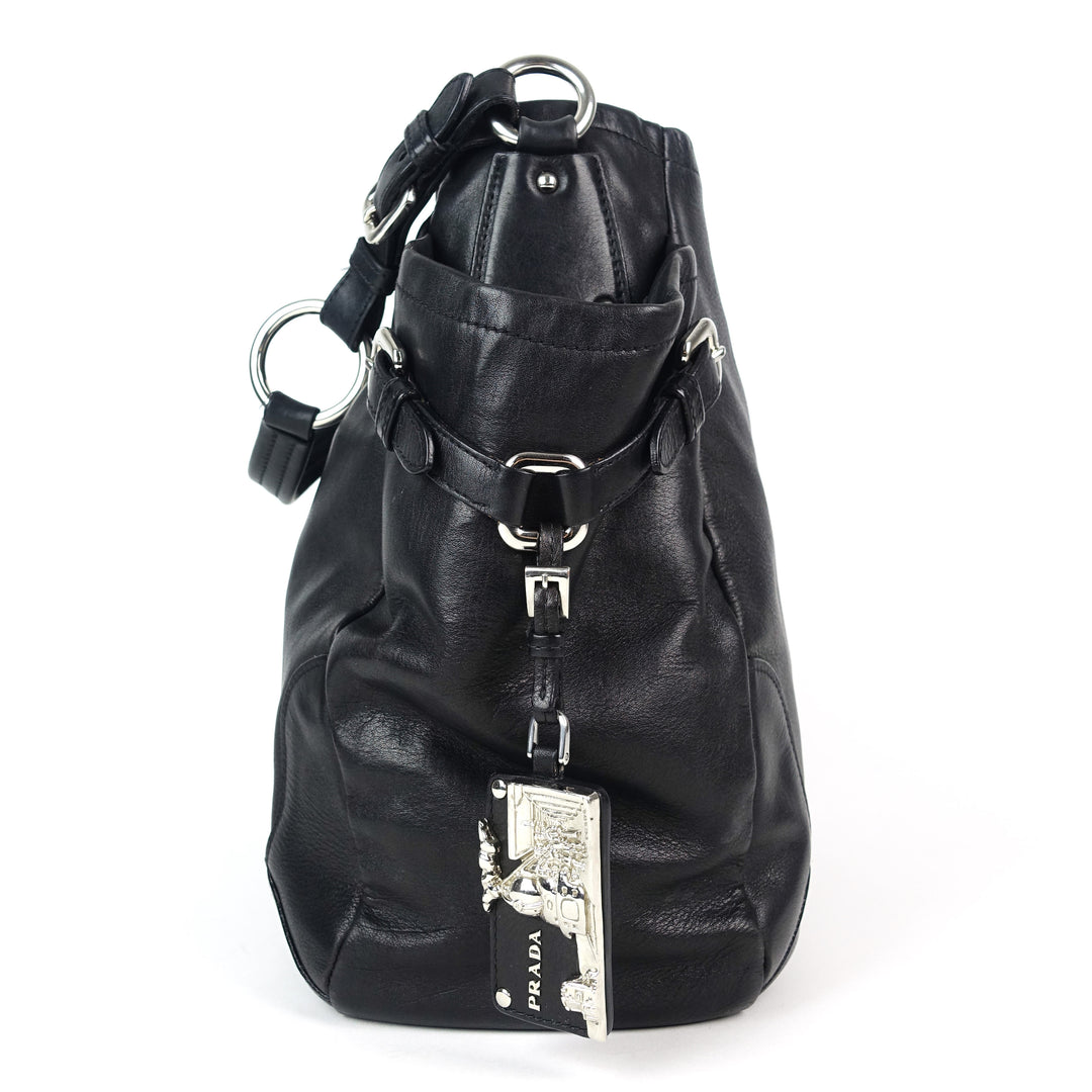 vitello daino leather hobo bag